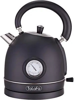 Electric Kettle for Boiling Water, Talafa 1.7L/1500W Electric Tea Kettles, 304 Stainless Steel Hot Water Boiler with Thermometer, Auto Shut-off & Boil-Dry Protection, Fast Boiling, Dark Black