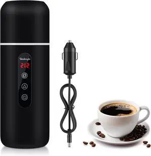 Car Kettle,Portable Electric Travel Kettle,12V/24V Car Coffee Warmer,420ML Hot Water Boiler,Small Hot Water Heater, Mini Hot Water Boiler with Built-in Magnetic Induction Stirring for Tea Coffee Milk