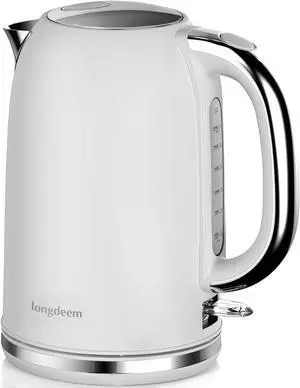 Electric Tea Kettle for Boiling Water, Wide Open Lid Stainless Steel Water Boiler, 1500W/1.7L for Coffee/Tea Brewing, Auto Shut Off & Boil Dry Protection