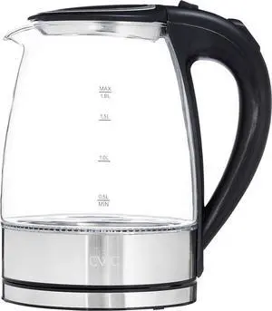COOK WITH COLOR Electric Tea Kettle, 1.8L Cordless Hot Water Boiler, 1200W Rapid Boil, Auto Shutoff & Boil Dry Protection, BPA-Free, Sleek Countertop Design, Black
