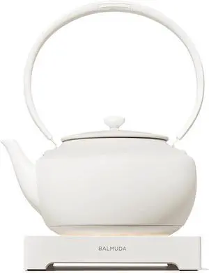 BALMUDA MoonKettle | Electric Kettle with Temp Control (122°F - 212°F) | HOLD & Keep Warm | 900ml (30 fl oz) | Soothing Ambient Light & Sound | Precision Pour Spout | White