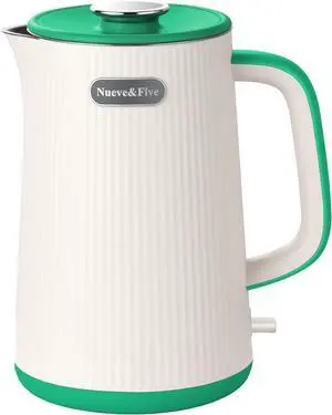 Nueve&Five 1.7L (57oz) Large Electric Kettle Perfect for 7+Cups of Tea and Coffee,2 quarts Double Wall Big Electric Tea Kettle,Auto Shut Off,1200W Hot Water Kettle Electric -Green