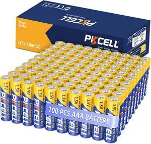 PKCELL AAA Batteries 100 Pack, Triple A Batteries, 1.5V High-Performance Carbon Battery for LED Candles Clock Remote Controls Flashlights