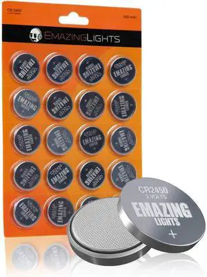 EmazingLights 20 Pack CR2450 Battery 3V Lithium Coin Cell Batteries Long Lasting Multipack for Keyless Remote FOB, Candles