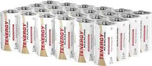 Tenergy 1.5V C Alkaline LR14 Battery, High Performance C Non-Rechargeable Batteries for Clocks, Remotes, Toys & Electronic Devices, Replacement C Cell Batteries, 24 Pack