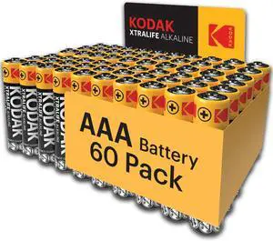 KODAK AAA Batteries 60 Pack - with 10 Years Shelf Life Long Lasting Alkaline Batteries AAA Size Pack, 1.5V Mignon LR03 MN1500 AM3 Triple A Batteries
