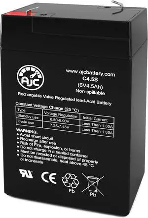 AJC Battery Compatible with Power Rite PRB64 6V 4.5Ah Emergency Light Battery