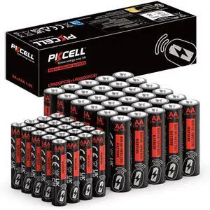 PKCELL AA AAA Battery Value Pack for Computer Mice - 50 Count (30 AA + 20 AAA) | 1.5V Long-Lasting Alkaline Batteries with 10-Year Shelf Life - Bulk Savings Bundle