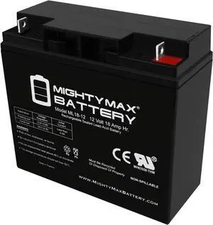 Mighty Max Battery ML18-12 - 12 Volt 18 AH, Nut and Bolt (NB) Terminal, Rechargeable SLA AGM Battery