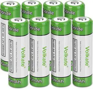 Rechargeable AA Batteries 8 Pack, 2800mAh High Capacity NiMH Pre-Charged 1.2V Double A Battery for Solar Lights, String Lights, TV Remotes, Radios, Flashlights