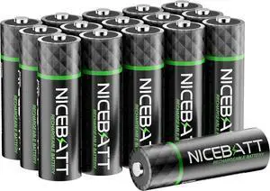Rechargeable aa Batteries 16 Count, 2800mAh Premium NiMH Double A Battery Low Self Discharge