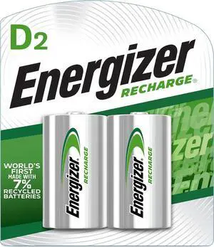 Energizer Recharge Universal Rechargeable D Batteries, 2 Pack