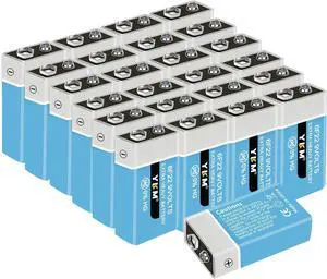 YKM 24 Pack 9V Batteries 9 Volt Battery for Smoke Detector Guitar Garage Door Opener Guitar Pedals Smoke Alarm Battery