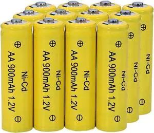 12 Packs 1.2V AA Ni-Cd 900mAh Rechargable Batteries for Solar String Lights, Garden Yard Lawn Landscape Lighting Light