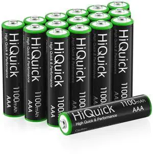 HiQuick 16 Counts Rechargeable Batteries AAA 1100mAh High Capacity Performance 1.2V, Per-Charged Ni-MH AAA Battery