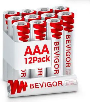 BEVIGOR AAA Lithium Batteries, 12Pack Lithium Iron Triple A Batteries, 1.5V 1200mAh Longer Lasting AAA Batteries for Flashlight, Toys, Remote Control, Non-Rechargeable