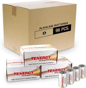 Tenergy 1.5V D Alkaline LR20 Battery, High Performance D Non-Rechargeable Batteries for Clocks, Remotes, Toys & Electronic Devices, Replacement D Cell Batteries, 96 Pack