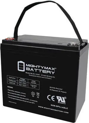 Mighty Max Battery ML55-12INT -12 Volt 55 AH, Internal Thread (INT) Terminal, Rechargeable SLA AGM Battery