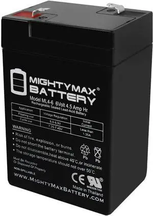 Mighty Max Battery ML4-6 - 6V 4.5AH General 00648 Sealed Non-Spillable Emergency Light Battery WKA6-5F