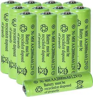 12 Count AA 2000mAh Batteries Rechargeable High Capacity Precharged 1.2V Long Lasting Solar Ni-MH 2A Battery