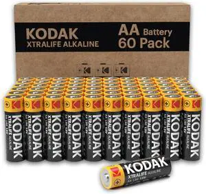 Kodak AA Batteries - Alkaline Batteries, 1.5V Mignon LR06 MN1500 AM3 Battery Pack (60 Count) (Qty 60.)