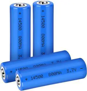 3.7V 14500 Rechargeable Li-Ion Battery 800mAh Button Top Batteries for Headlamp, Flashlight