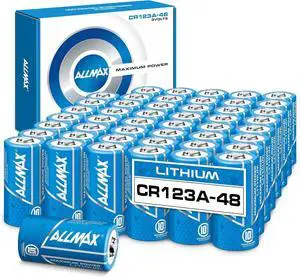Allmax CR123A Maximum Power Lithium Batteries (48 Count)  Longest Lasting, Leakproof, 10-Year Shelf Life, Ultimate Performance, Perfect for Wireless Security Systems (3V)