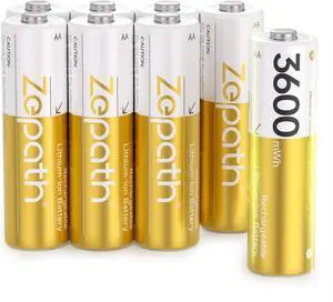Rechargeable AA Batteries Lithium 8 Pack with Fast Charger,1.5V 3600mWh Lithium Battery AA,Constant Output Double a Li-ion Batteries up to 2000+ Cycles