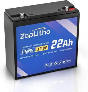 12V 22Ah LiFePO4 Lithium Battery with 25A BMS, LiFePO4 Deep Cycle Grade A Cells, Lightweight Lithium Iron Phosphate Battery for Fish Finder, Ham Radio, Camp, Scooter, Power Wheels, Solar