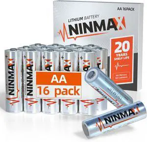 NINMAX® Lithium AA Batteries 16 Pack, 3500mAh 1.5V Longest Lasting Double A Battery for High-Drain DevicesNon-Rechargeable