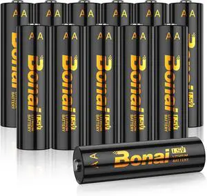 BONAI Lithium Batteries AA 12 Pack, 3500mAh 1.5V Longest Lasting Double A Battery Ultimate Power for High-Tech and Low-Tech Devices - [Non-Rechargeable]