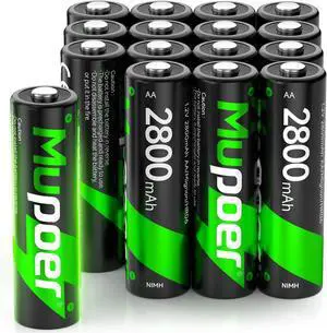 16 Pack Ni-MH AA Rechargeable Batteries, 2800mAh Rechargeable AA Batteries, Pre-Charged Double A Batteries with Protection Box