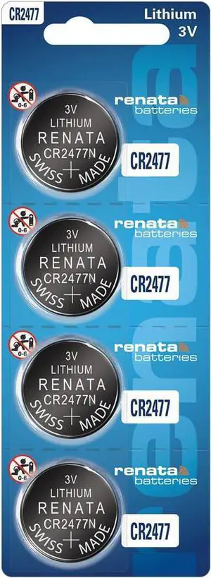 Renata CR2477N Batteries - 3V Lithium Coin Cell 2477 Battery (4 Count)