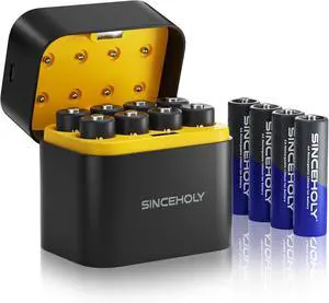 12Pcs 3600mWh Rechargeable AA Lithium Batteries 1.5V with Charger, 8 Bay Individual Battery Charger with Fast Charging