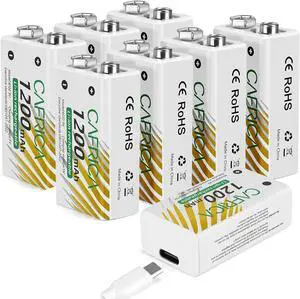 9 Volt Lithium Battery, 8 Pack Rechargeable 9V Batteries for Smoke Detector,Wireless Microphones, multimeters