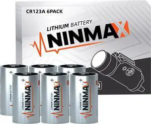 NINMAX® CR123A 3V Lithium Battery 6 Pack, No.1 1700mAh 3 Volt High Power 123A Lithium Batteries for High-Intensity Flashlights, Home Security Devices, and More