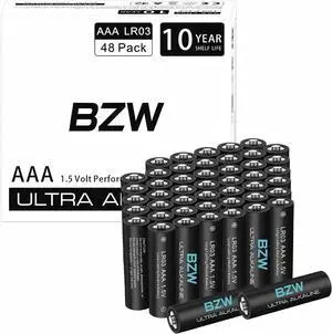 BZW AAA Batteries 48 Pack, 1450mAh  Premium Alkaline 1.5V Triple A Batteries, Ultra Long-Lasting & Leakproof with 10-Year Shelf Life