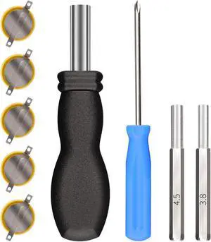 CR1616 Button Cell Battery, 5 Pack CR1616 Batteries with Tabs Bundled with 3.8 mm & 4.5 mm Security Screwdriver Tool Set for GameBoy Color and GameBoy Advance Games - Batteries Individually Pack
