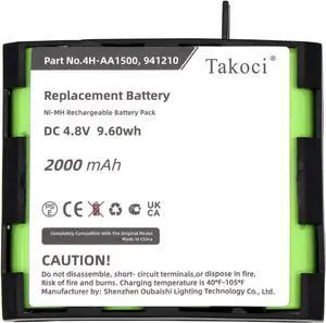 Replacement Battery for Compex 4H-AA1500 Compatible with Sport Elite, Elite 2.0, Performance, Performance 2.0 and Edge, Edge 2.0,Compex Ni-MH 4H-AA1500 Battery 4.8V 2000mAh