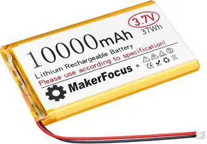 MakerFocus 1pcs 3.7V 10000mAh Lithium Polymer Rechargeable Battery with Integrated Protective Board, Insulation Coating and PH2.0 Plug for Raspberry Pi Battery Pack UPS and Other