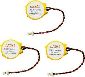 3PCS CMOS Battery Compatible with Dell Alienware Alpha R1 Steam Machine i5 i7 Desktop,for Fix Yellow Light,BIOS RTC CR2032 Battery with 2 Wire Cable and Connector