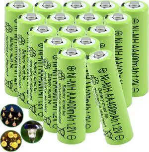 16 Packs Solar Lights AA Batteries 1.2Vots 400mah Ni-MH,Rechargeable Double A Solar Battery for Outdoor Solar Lights, String Lights, Pathway Lights