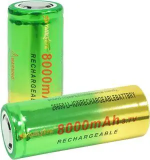 2 Pack 26650 Rechargeable Battery 3.7V 26650 Battery 8000mAh High Capacity Batteries Flat Top for Flashlight