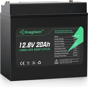 12V 20Ah LiFePO4 Lithium Battery, 2000+ Deep Cycles Rechargeable Battery, Built-in 20A BMS, Perfect for Fish Finders, Power Wheels, Solar/Wind Power, Ham Radio, Scooters, Small UPS and More