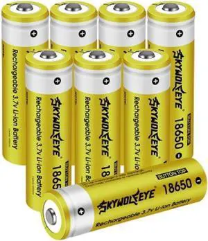 8 Pack 18650 Rechargeable Battery 3.7V 5000mAh Button top Li-ion Batteries for Flashlights, Headlamps