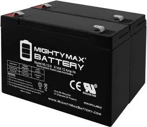 Mighty Max Battery ML12-6 .250TT - 6V 12AH Battery Replaces 10ah Enduring 3FM10 T2, 3-FM-10 T2-2 Pack