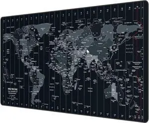Large Mouse Pad 35.4x15.7 Inch World Map - XXL Gaming Desk Mat with Non-Slip Rubber Base, Stitched Edges | Keyboard and Mouse Pad for Gaming/Office | Portable Desk Pad