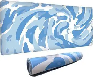 Fluid Pattern XXL Mouse Pad,Super Thick Waterproof Fluid Pattern Large Gaming Mousepad with Stitched Edge,Mouse Computer Desk Accessories,Non-Slip Base Mouse Keyboard Mat 800X400X4mm
