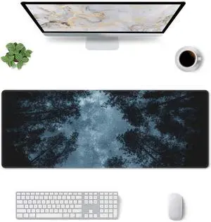 Night Sky Forest Mouse Pad XL Large Mousepad Non Slip Rubber Base Desk Mat for Laptop Computer Gaming 31.5" X 12"