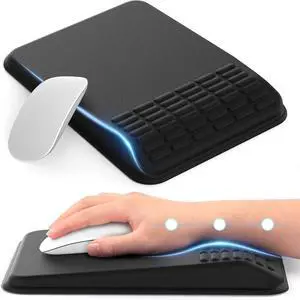 MEKASS Ergonomic Mouse Pad with Wrist Support, Wrist Rest Mousepad for Carpal Tunnel Pain Relief, Memory Foam with Massage Design, Non-Slip PU Base for Office and Home (Classic Black)
